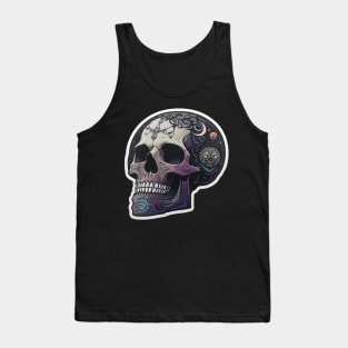 Beautiful moon skull with planets Tank Top